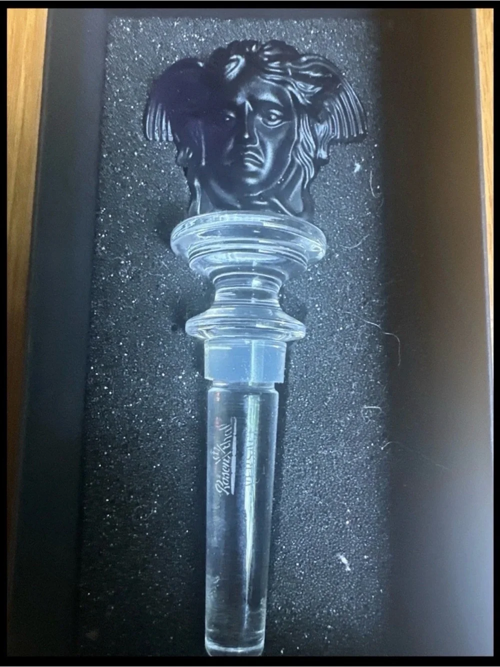 Versace Medusa Crystal Wine Bottle Stopper in Black and Clear